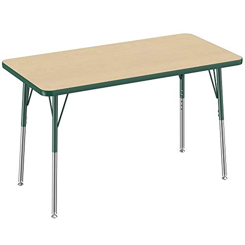 FDP 24" x 48" Rectangle Table with Swivel Glide Legs - Maple/Green