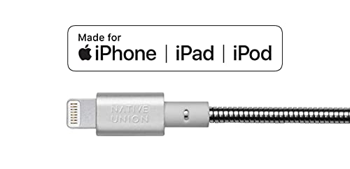 Native Union Cone Cable - Ultra-Strong Stainless Steel Reinforced [Mfi Certified] Lightning To Usb Charging Cable With Magnifying Glass Cap Compatible With Iphone/Ipad (Silver) #TOP7