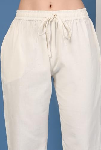 Image of Pistaa's Women's Pure Cotton Regular Hem Design Solid Palazzos