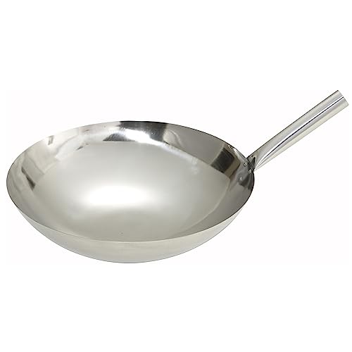 Winco Stainless Steel Nailed Joint Wok, 14-Inch