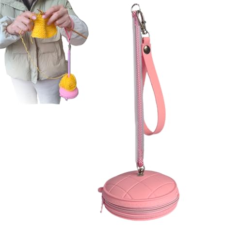 Image of Portable Wrist Yarn Holder with Mini Crochet Bag, Rotary Silicone Yarn Holder for Crocheting /Knitting, Yarn Organizer, Gifts for Crocheters(Pink)