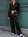 Fisoew Women's 2 Piece Outfits Casual Crop Blazer Jackets Loose Wide Leg Pants Fall Dressy Business Work Suit Sets Black