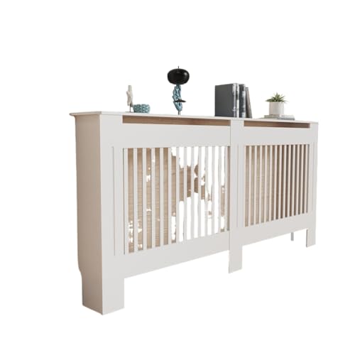 Cache-radiateur Vertical XL Blanc | Meuble Cache-poussière et Étagère de Cheminée