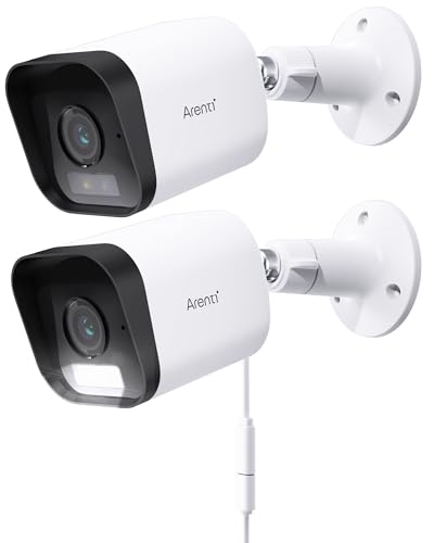 ARENTI 2,5K/4MP Caméra Surveillance Wi-FI Extérieure, Caméra IP 2,4GHz, IP65 Étanche, Audio Bidirectionnel, Détection Intelligente, Enregistrement 24/7, Alerte Instantanée et Sirène, 2PCS