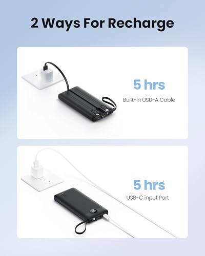 Coowisty 10000mAh Slim Power Bank with Built-in 4 Cables — view 6