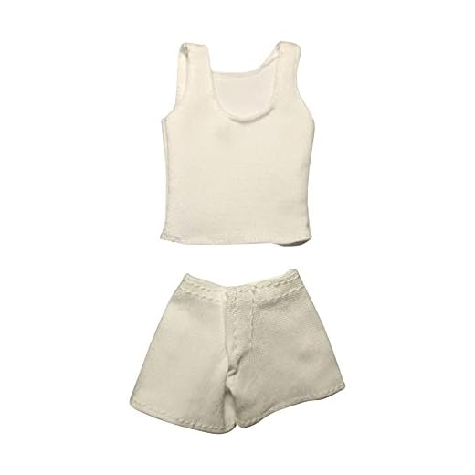 lahomia Vit 1: 6 damkläder väst topp och shorts för 30 cm Ph dam flicka docka – beige shorts
