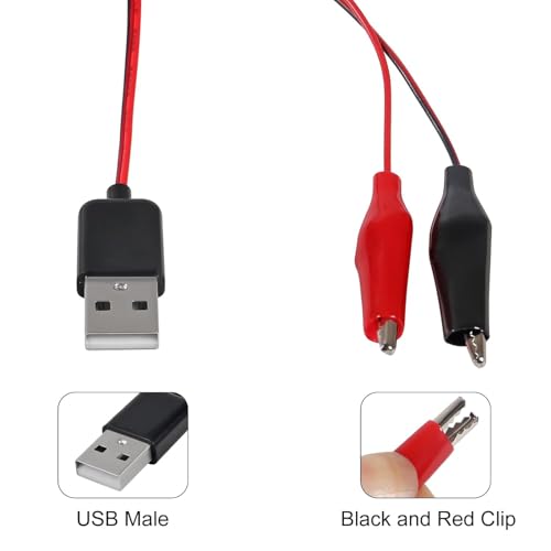Image of 8PCS USB to Alligator Clip Adapter Cable Male USB to Alligator Clip Probe USB Cables with Alligator Clip for Circuit Test(Male)