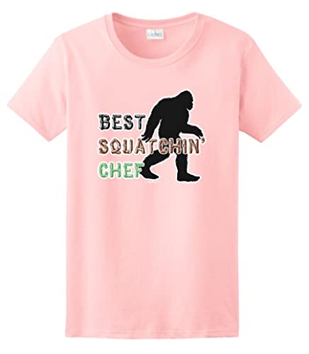 Chef Themed Gifts for Women Best Squatchin Chef Ladies Short Sleeve T-Shirt X-Large Light Pink