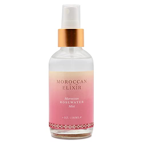 Moroccan Elixir Rose Water Face Mist for Woman | Softening, Moisturizing, Cleansing, Tone & Lifts The Skin | Enriched with Antioxidants & Reduces Skin Redness | 4 Oz