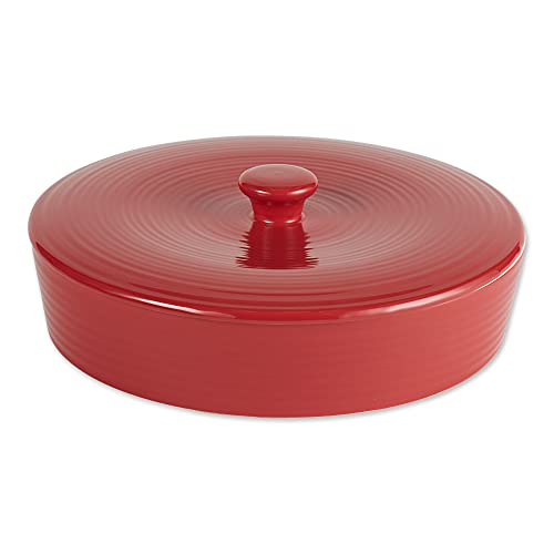 🛒 Crazy Deals RSVP International Stoneware Tortilla Warmer & Server with Lid, Dishwasher, Microwave and Oven Safe, 10" Dia x 3", Red