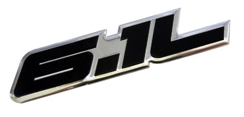 6.1L Liter Black on Polished Silver Engine Real Aluminum Emblem Badge Compatible with Dodge Charger Challenger Magnum Jeep Grand Cherokee Chrysler Hemi 300C SRT-8 SRT8 SRT RT