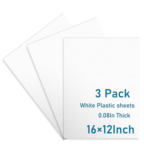 Image of 3 Pack White Plastic Sheets 16x12x0.08in Flexible High Tensile Plastic Sheets Hard Plastic Panel for DIY Materials Handicrafts Home Decoration