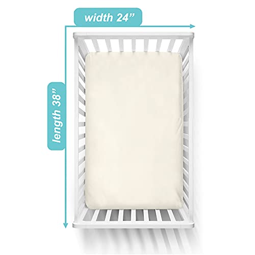Image of TL Care Supreme 100% Natural Cotton Jersey Knit Mini Crib Sheet, Cream, 24 inch x 38 inch, Soft Breathable (Pack of 2)