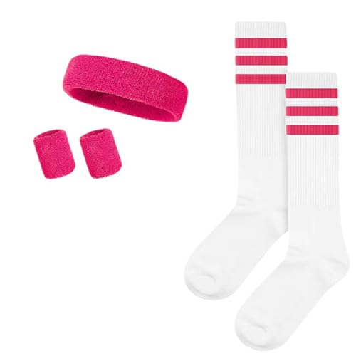 Schweissband und Socken Set,Tennissocken,Weiß,Rosa,Jahre Schweißband Gestreiftes Stirnband,Gestreifte Hohe für Damen Herren Fasching SchweißBänder Sport Laufen,Radfahren Karneval Kostüme Party,Pink Schweissband und Socken Set,Tennissocken,Weiß,Rosa,Jahre Schweißband Gestreiftes Stirnband,Gestreifte Hohe für Damen Herren Fasching SchweißBänder Sport Laufen,Radfahren Karneval Kostüme Party,Pink