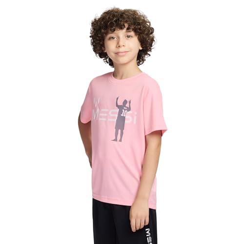 Image of Messi Boys' Lifestyle Short Sleeve Top, Loose-Fit Shirt with Logo, Comfortable, All-Day Wear