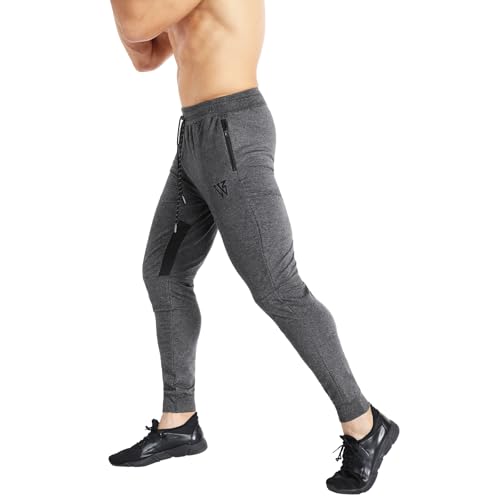 Image of ZENWILL Mens Tapered Workout Running Pants, Jogger Training Sweatpants Slim Fit with Zip Pockets