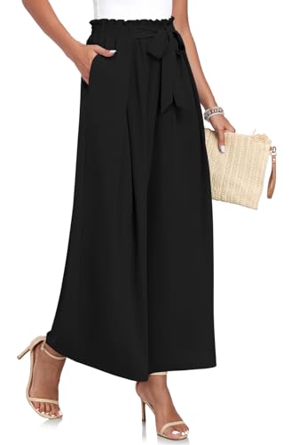 TAOHUADAO Wide Leg Maxi Pants for Women High Waisted Plus Size Palazzo Pants Casual Flowy Trousers with Pockets3