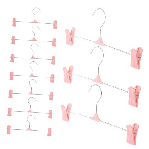 Cabilock 10pcs Adjustable Plastic Pants Hangers with Clips for Closet Organization Non Slip Skirt Hangers Space Saving Design Sturdy and Practical for Home Use