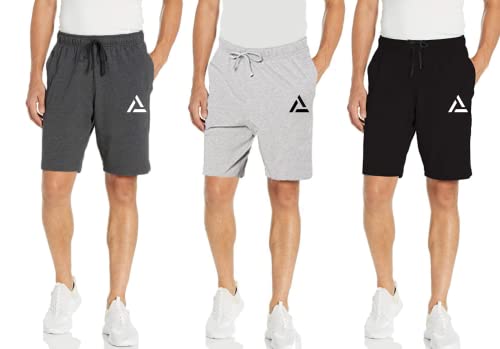 Image of KART BLACK Men's Regular Fit Shorts with Pocket|Casual Knit Shorts|Printed Shorts|Over Sized Shorts|(S,M,L,XL,XXL,3XL,4XL,5XL) Combo Pack of 3