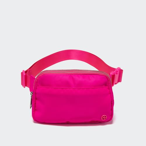 Image of Pander Everywhere Belt Bag for Women, 5 Zipper Pockets Nylon Crossbody Fanny Pack Purse (Sonic Pink).