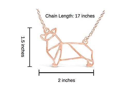 Corgi Necklace, Corgi Origami Necklace, Corgi Gifts Perfect For Dog Lovers, Dog Jewelry For Women, Dog Necklaces For Lovers Of Corgis, Gift For Corgi Lovers (Rose Gold Tone) #TOP6