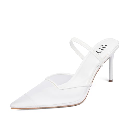 QIY Mesh Heels for Women Pumps Closed Pointed Toe High Heels Stiletto Heeled Mules Sandals Dress Shoes