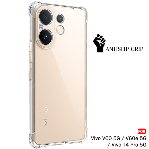 Image of TheGiftKart Crystal Clear Back Cover Case for Vivo V60 5G / V60e 5G / Vivo T4 Pro 5G | Shockproof Soft TPU Case | Cushioned Edges for Ultimate Protection Back Cover Case (TPU, Transparent)