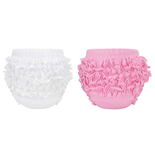 Century Star - Century Star Toddler Girls Panties Diapers Cover for Baby Girls Toddler Kids Baby Bloomers Ruffle Panties Girl's Cotton Shorts White/Pink 0-6 Month - -7%