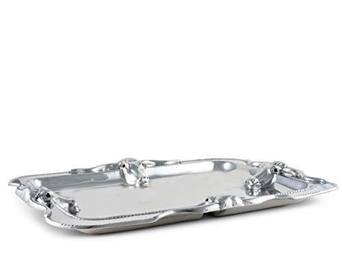 Arthur Court Designs Aluminum Large Longhorn Food Tray / Platter Serving Tray Western Theme Metal Artisan Quality Hand Polished Tarnish-Free 18 Inch X 14 Inch #TOP1