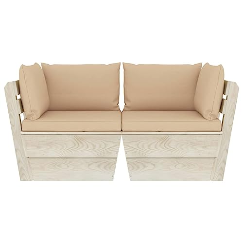 Genérico Sofá de palets de jardín 2 plazas con Cojines Madera de Abeto,Mobiliario,Muebles de jardín,Conjuntos de jardín,3063387 - imagen 3