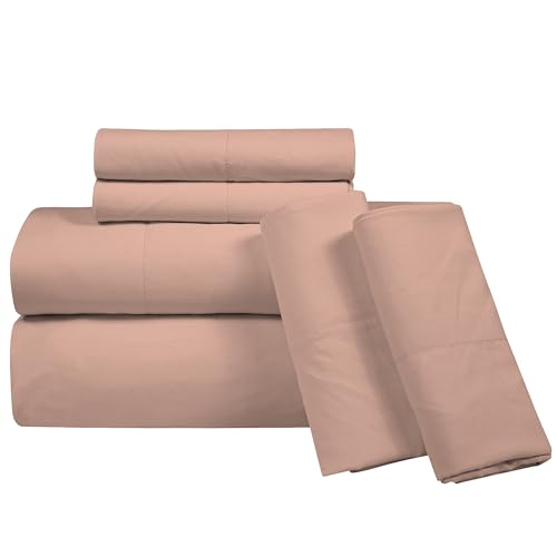 Image of ROYALE LINENS 4 Piece Full Sheets Set - Soft Brushed 1800 Microfiber Bedding - 1 Fitted and 1 Flat Sheet, 2 Pillow case - Wrinkle Free & Fade Resistant - Hotel Luxury Bed Sheets Set (Dusty Rose, Full)