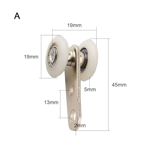 Juego De 4 Poleas para Riel De Puertas Corredizas Y Armarios - Herrajes De Deslizamiento Suave para Una Fácil Instalación Armarios Y Vestidores,B 4pcs
