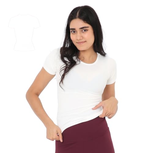 Image of Terractive Women's Cuddle Baby T - Soft Premium Cotton Half Sleeve Tee - Stretch Fit Tagless Comfort Lightweight Breathable Everyday Wear Casual Top for Lounging Layering or Outings