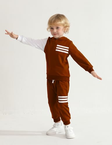 Image of Toddler Boy Clothes Long Sleeve Hoodie Sweatsuits Tops and Pants 2Pcs Boys Fall Winter Outfits Set