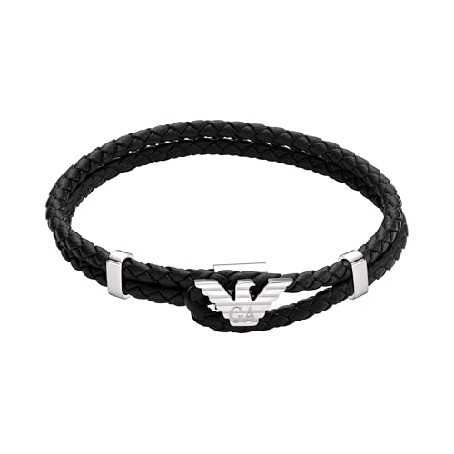 Emporio Armani Men's Black Leather ID Bracelet (Model: EGS3237040)