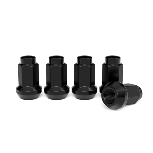 Image of 16pcs Bulge ATV Lug Nuts - 3 /8x24 Thread Size - 1.4 inch Length - Closed End - Cone Acorn Taper Seat - 14mm Hex Head - Compatible with Many Polaris Sportsman RZR Ranger Kawasaki - Black