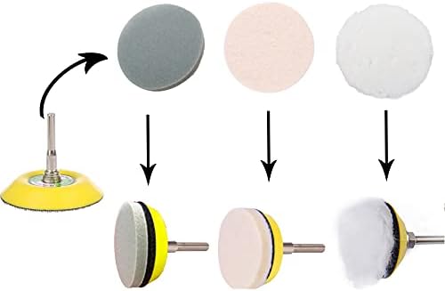 139pcs Sandpaper 2 Inch Sanding Disc 60-10000 Grit with 1/4 in & 1/8 in Shank Backing Pad, 12pcs Sponge Disc, Wool Wheel Sanding Disc Pad Kit for Wood Mirror Jewelry Car Drill