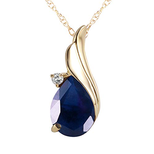 Galaxy Gold GG 2.53 Carat 14k Solid Gold Necklace with Natural Diamond and Sapphire