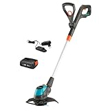 Gardena Akku-Trimmer EasyCut 23/18V P4A Ready-to-Use Set: Rasentrimmer mit 230 mm Schnittkreis, Verstellbarer Griff, Pflanzenschutzbügel und Stielneigungsverstellung, inkl. 18 V P4A Akku (14700-20)