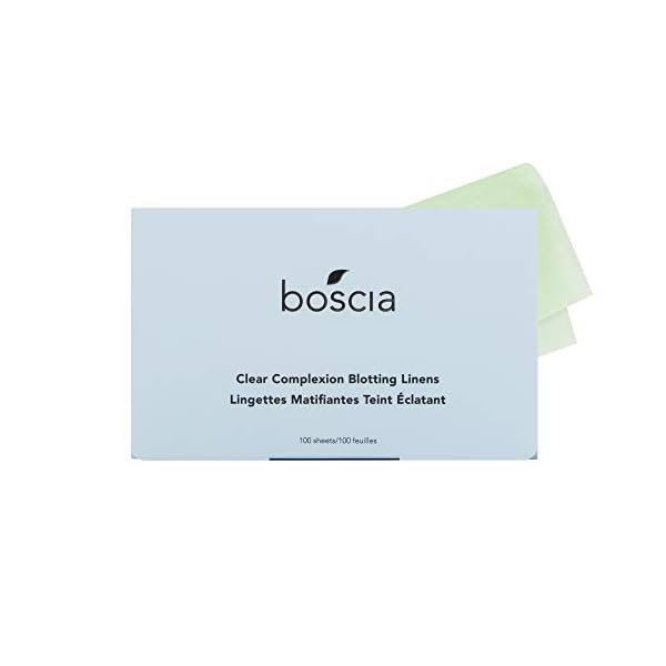 boscia Clear Complexion Blotting Linens - Vegan, Cruelty-Free, Natural Skin Care - Oil Blotting Sheets for Face - For Combination to Oily Skin Types - Travel Size - 100 Sheets