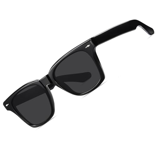 Image of CARFIA Retro Polarized Sunglasses For Men UV400 Protection Chunky Square 90s Style Trendy Classic Glass