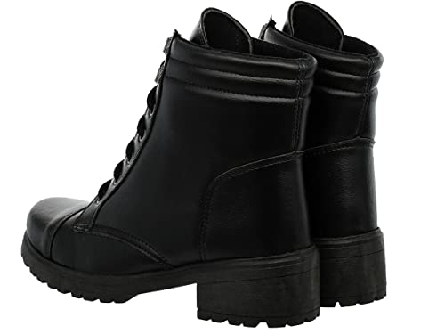 Bota Coturno Salto Baixo Aplicação Metal Preto Tamanho:39;Cor:Preto