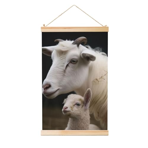 Poster mouton vintage avec cintre en bois pour chambre bébé