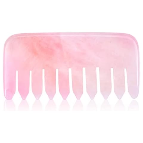 ideayard Massage Comb for Head Anti-Static Hair Rose Quartz Comb, Real Natural Crystal Gua Sha Scraping Massage Tool for Body Relaxing Cover