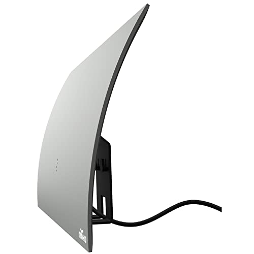 Mohu Gateway Plus Amplified Indoor TV Antenna, Signal Indicator, 60-Mile Range, UHF VHF, Multi-Directional, 4K UHD, NEXTGEN TV - w/Stand, 10ft. Cable