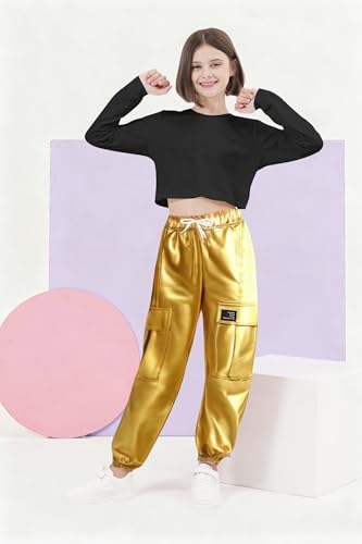 Image of SANGTREE Girls' 2 Piece Outfits T-Shirt and Drawstring Cargo Jogger Pants Clothing Set, 4-14 Years