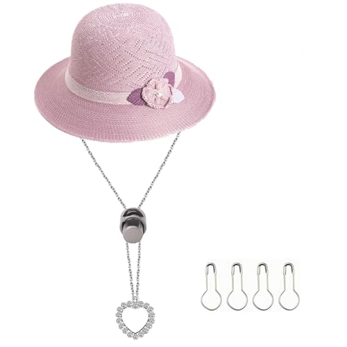 Chapéu de corrente, cordão de queixo, ajustável, strass, com corrente à prova de vento, antiperda pa