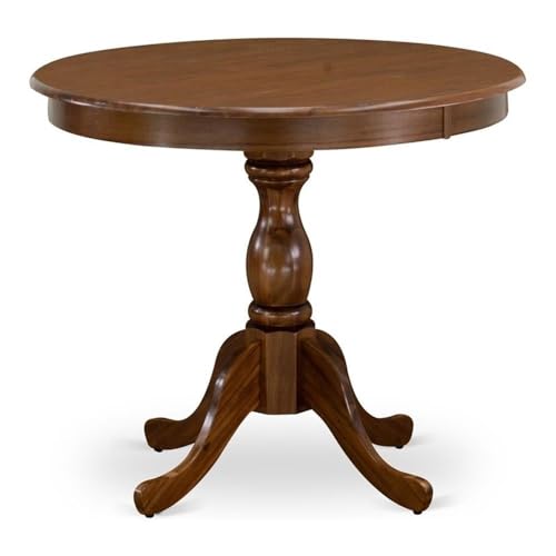 East West Furniture AMT-AWA-TP Antique Kitchen Table - a Round Dining Table Top with Pedestal Base,...