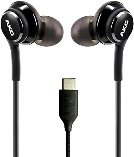 UrbanX OEM 2021 Stereo Headphones for Samsung Galaxy S20 5G UW/S20 FE/S20 Ultra/S20+ Braided Cable with Microphone (Black) USB-C Connector (US Version with Warranty)