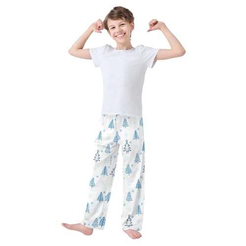 Boys' Pants Blue Christmas Tree Long Bottoms Jogger Pants Elastic Waist Trousers with Pockets S-XL2